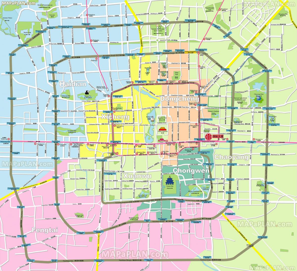 Mapa dos bairros de Pequim (Pequim)