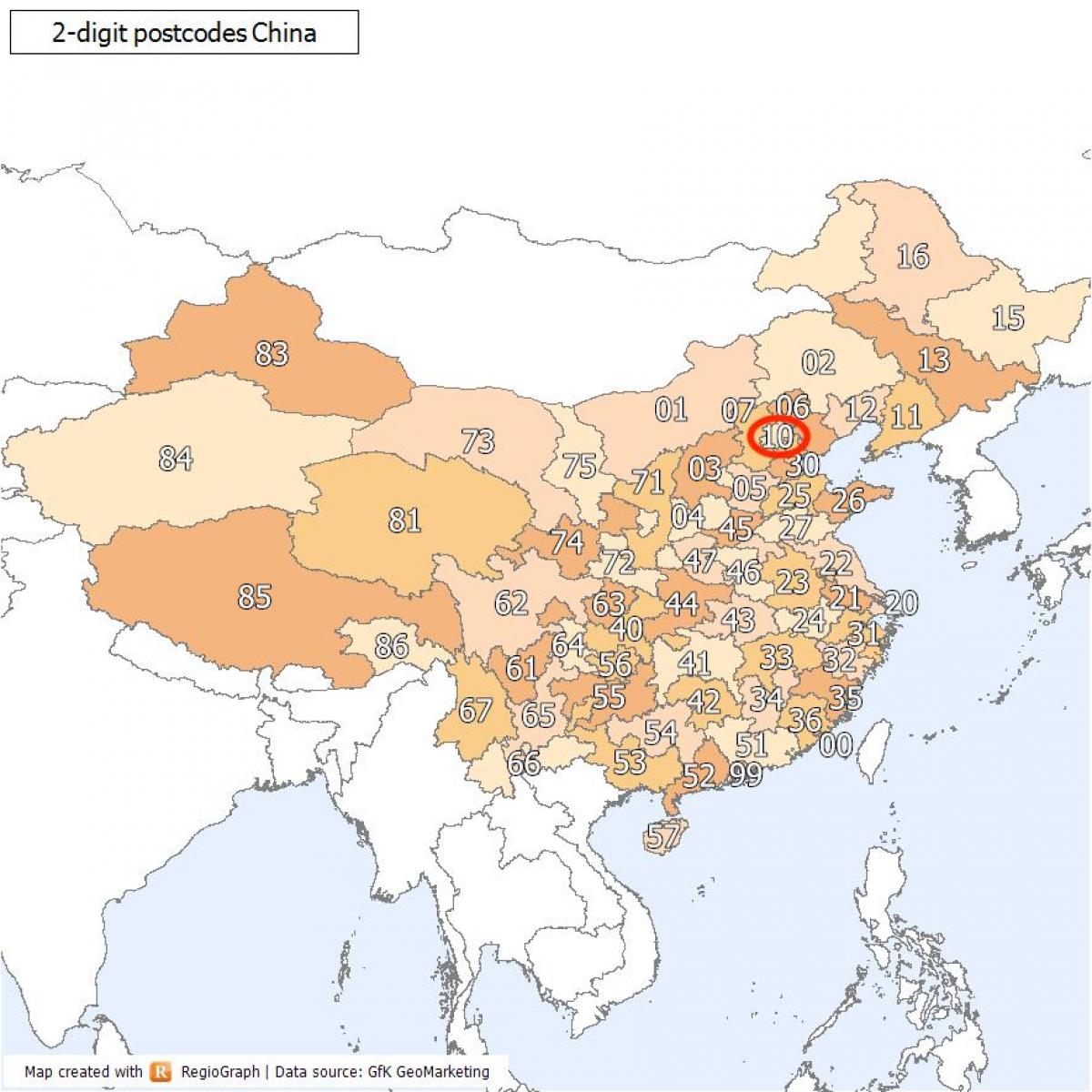 Mapa de códigos postais de Pequim (Pequim)