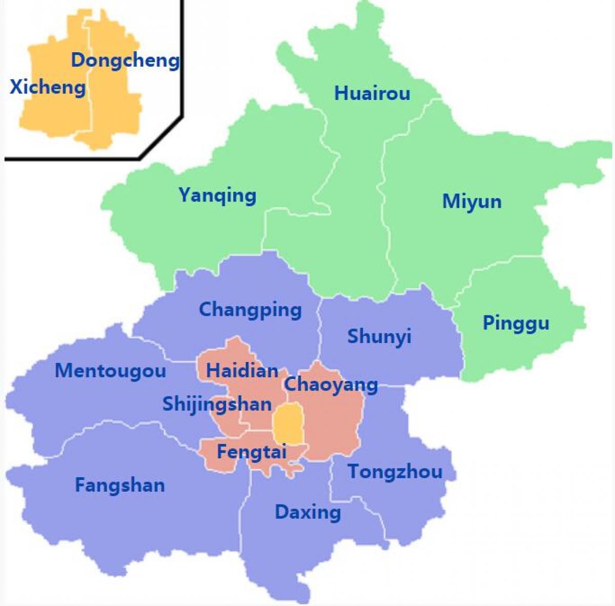 Mapa do distrito de Pequim (Pequim)