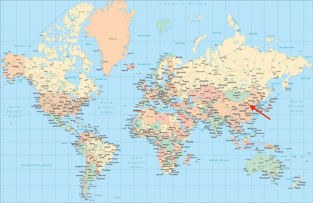 Pequim (Pequim) localização no mapa do mundo