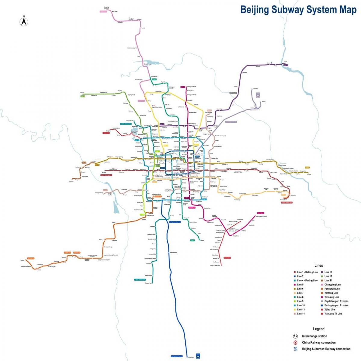 Mapa da estação de metrô de Pequim (Pequim)
